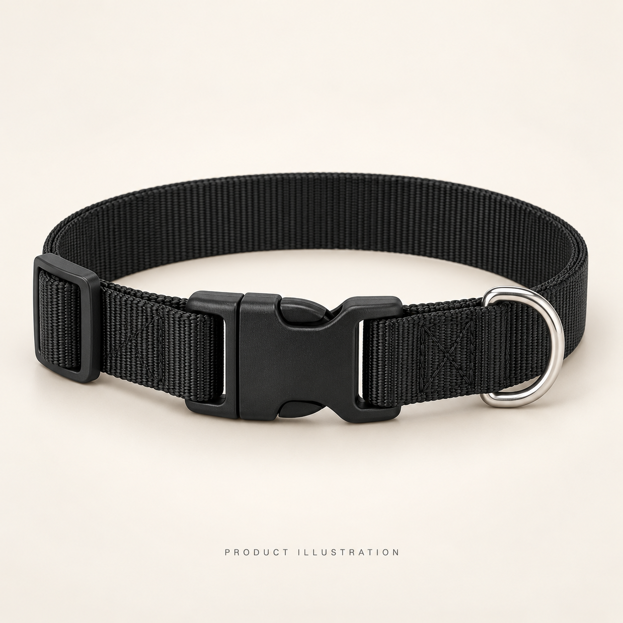 Frisco Solid Nylon Dog Collar — Black, Medium — product-type illustration, not a photograph