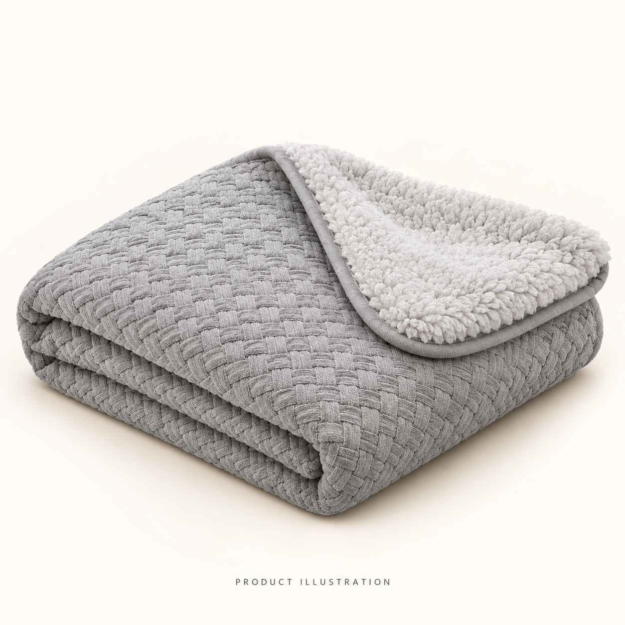 Frisco Sherpa Throw Blanket — Light Gray Basketweave, Small — product-type illustration, not a photograph